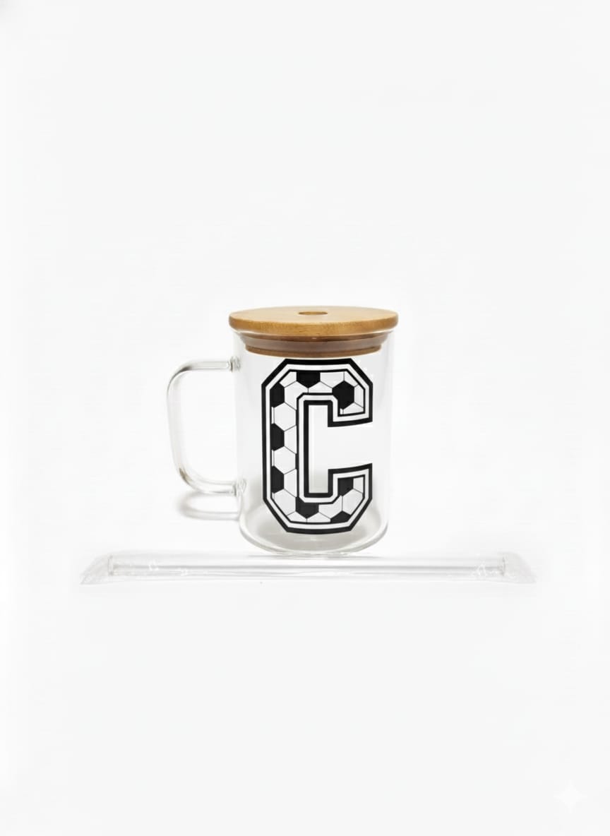 The Modern Glass Tumbler Design with Alphabet Soccer AND Rose