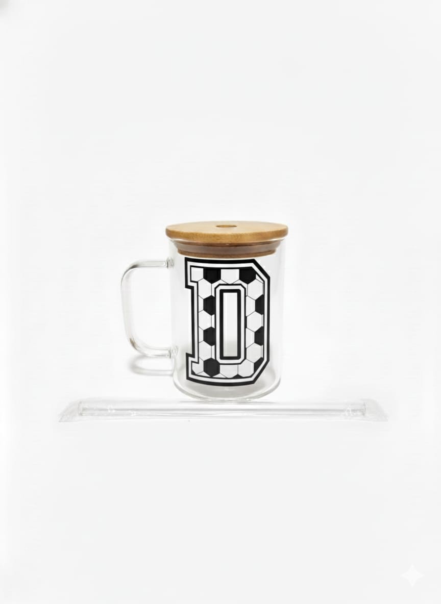 The Modern Glass Tumbler Design with Alphabet Soccer AND Rose