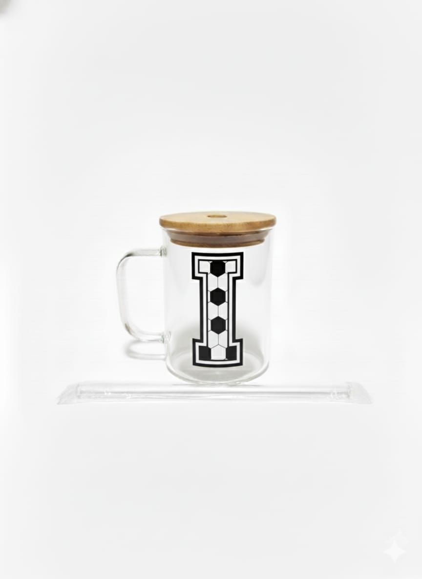 The Modern Glass Tumbler Design with Alphabet Soccer AND Rose