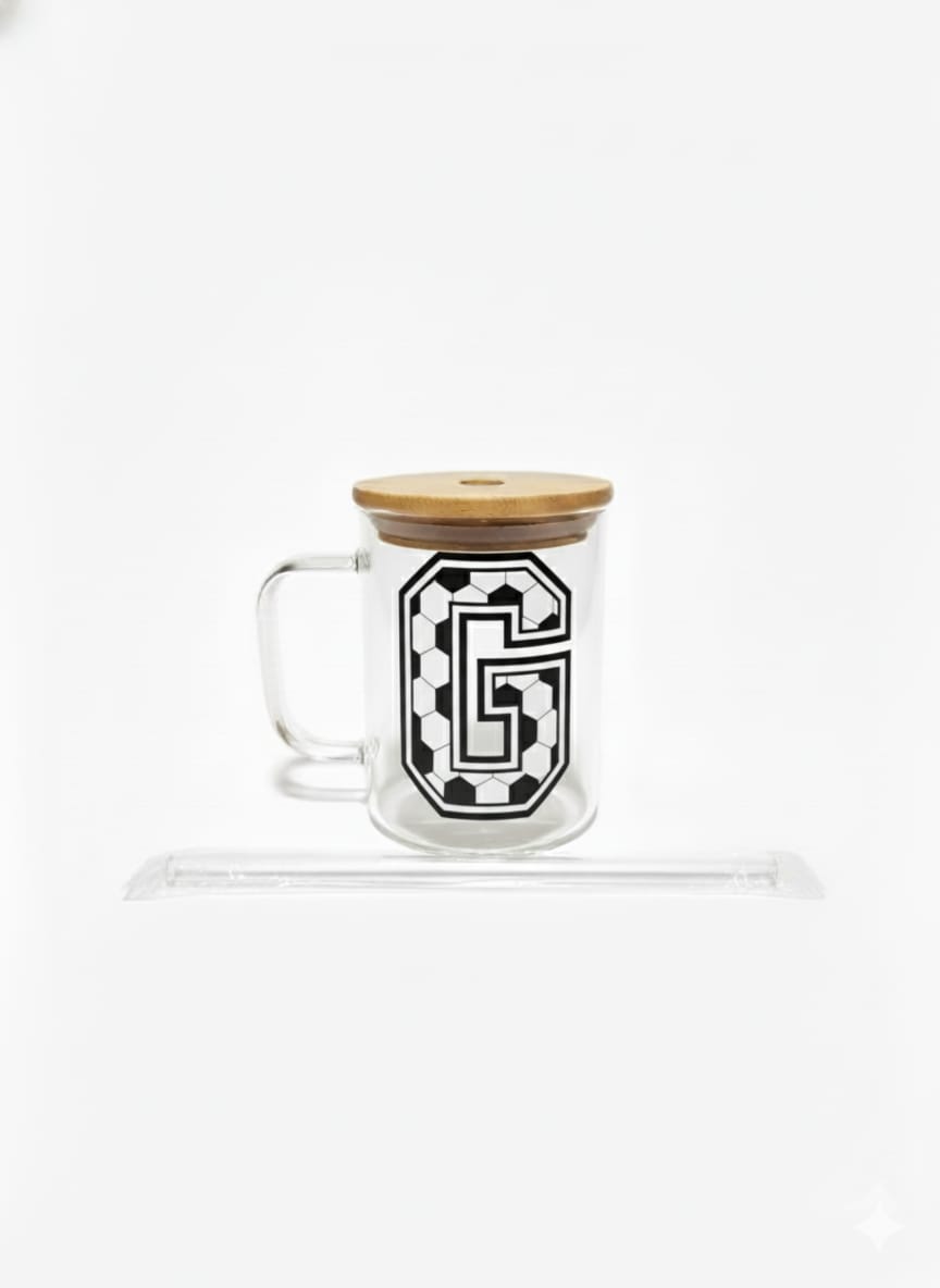 The Modern Glass Tumbler Design with Alphabet Soccer AND Rose