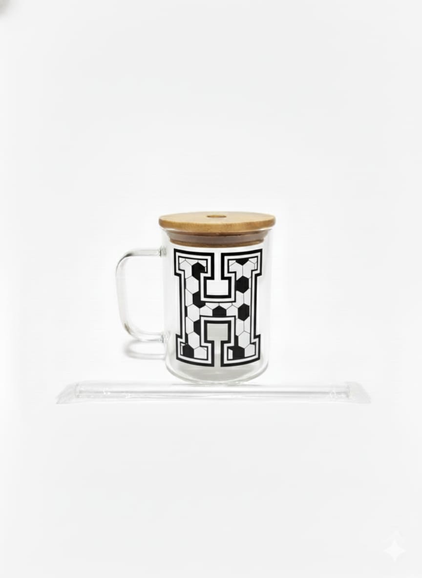 The Modern Glass Tumbler Design with Alphabet Soccer AND Rose