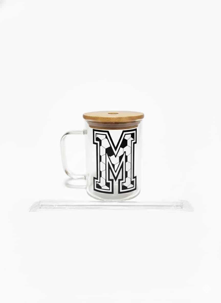 The Modern Glass Tumbler Design with Alphabet Soccer AND Rose