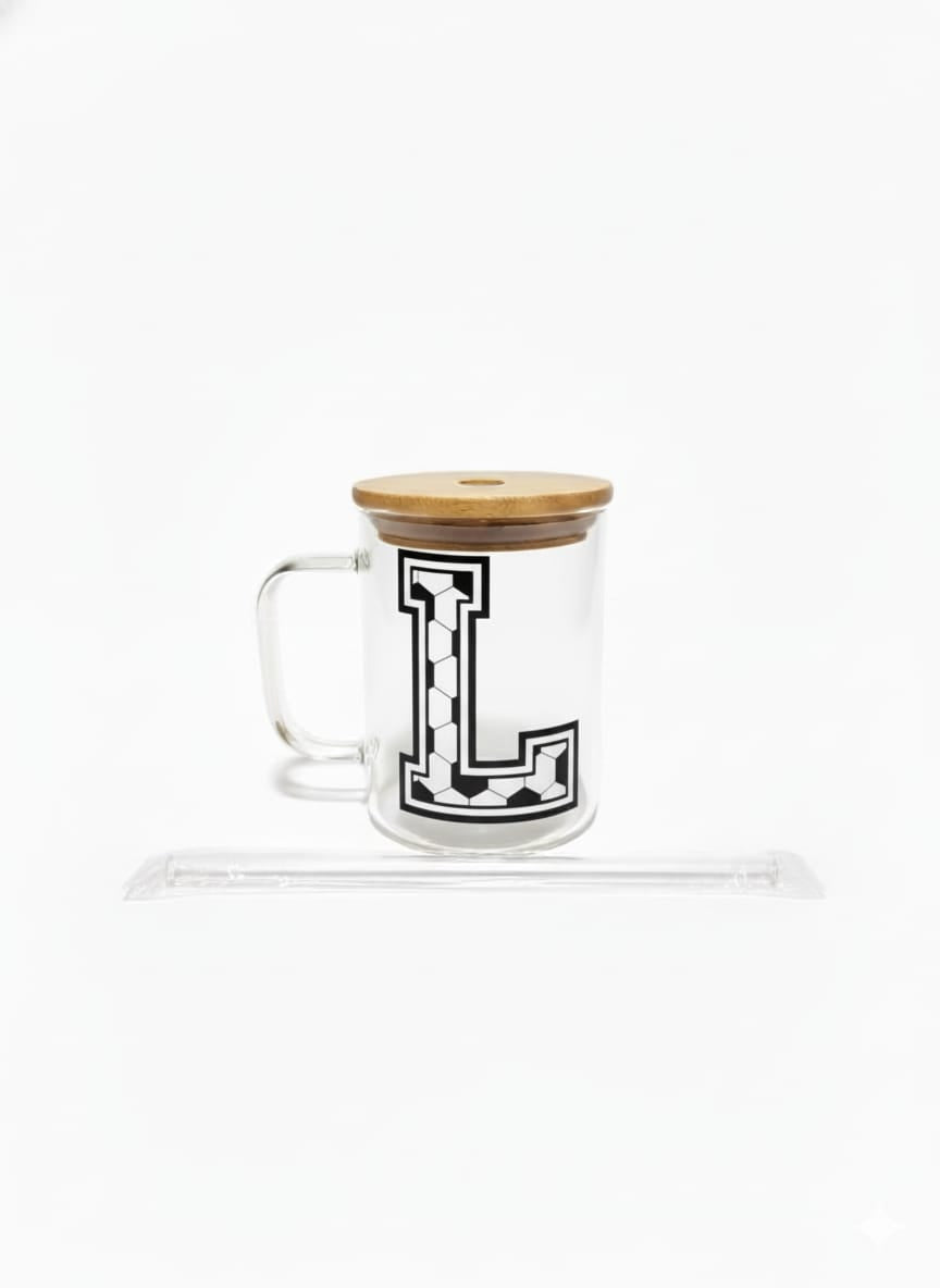 The Modern Glass Tumbler Design with Alphabet Soccer AND Rose