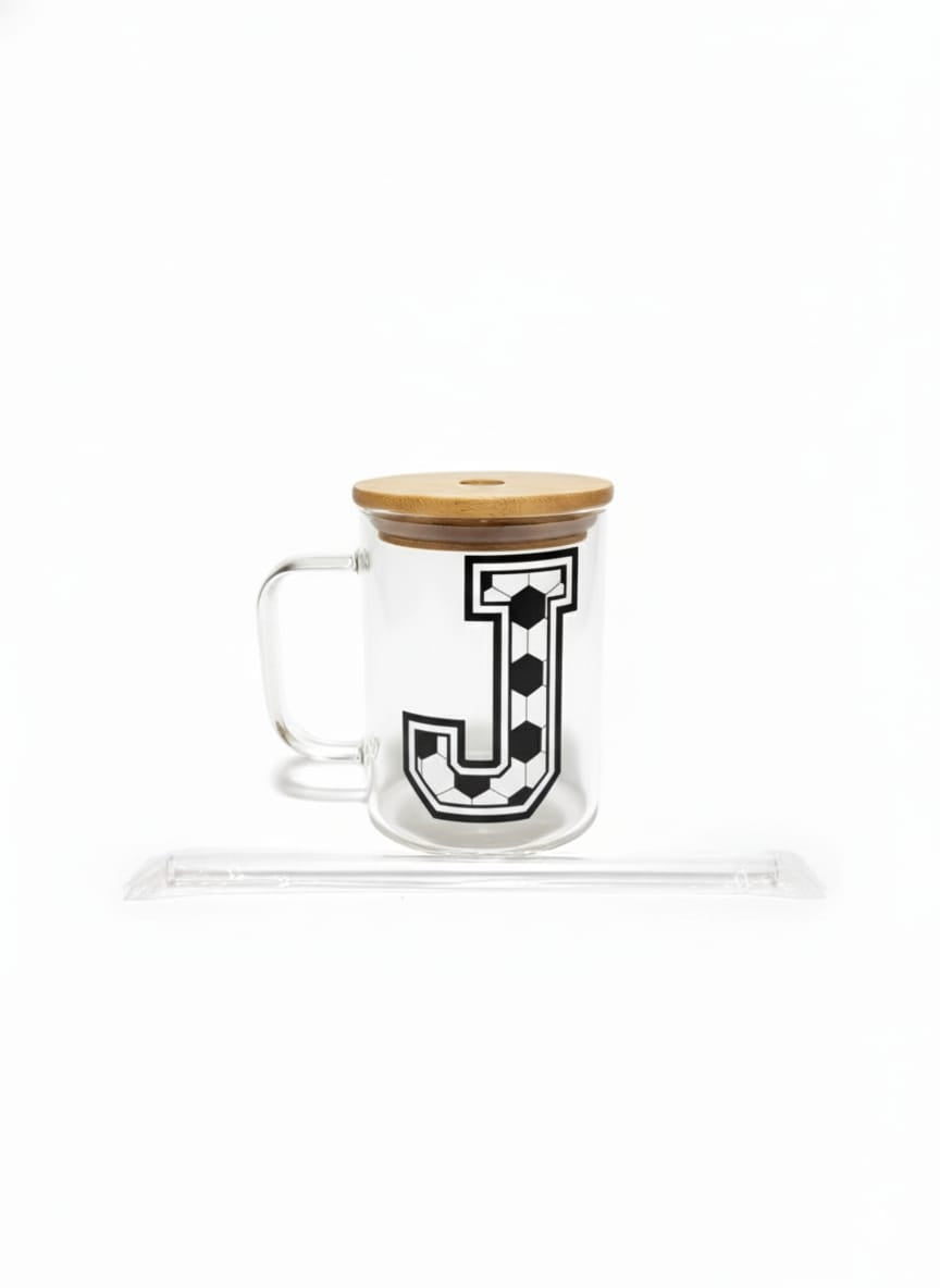 The Modern Glass Tumbler Design with Alphabet Soccer AND Rose