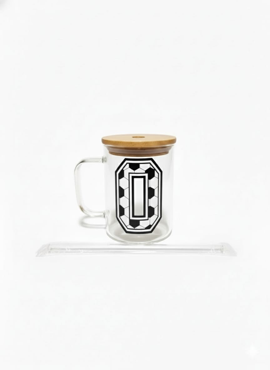 The Modern Glass Tumbler Design with Alphabet Soccer AND Rose