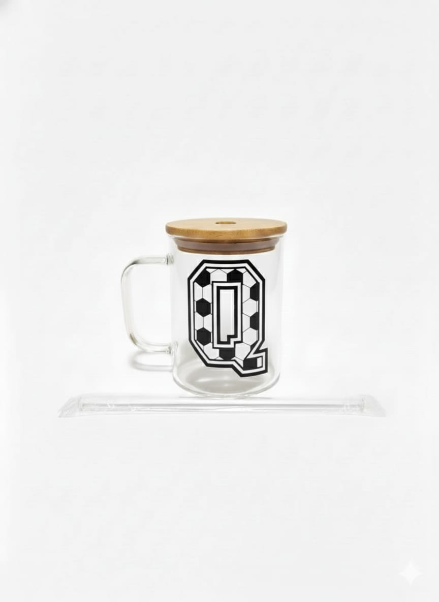 The Modern Glass Tumbler Design with Alphabet Soccer AND Rose