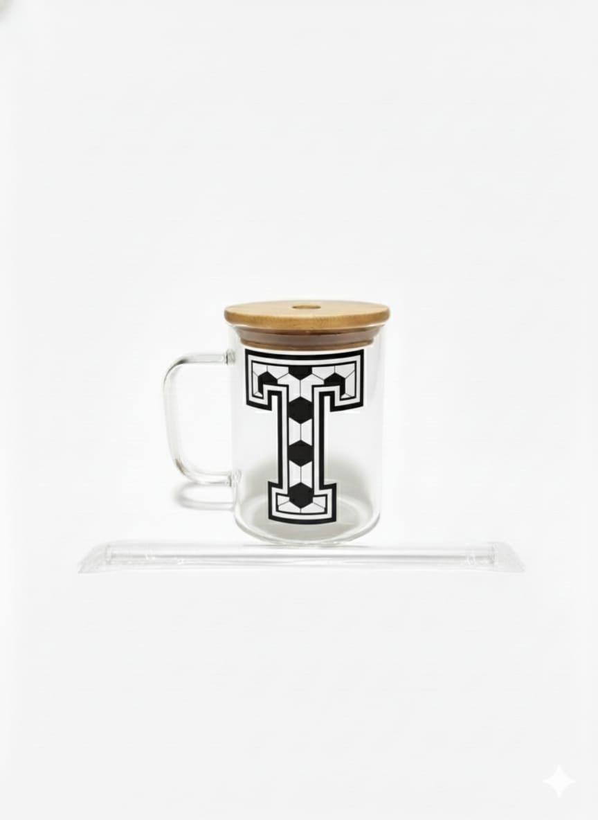 The Modern Glass Tumbler Design with Alphabet Soccer AND Rose