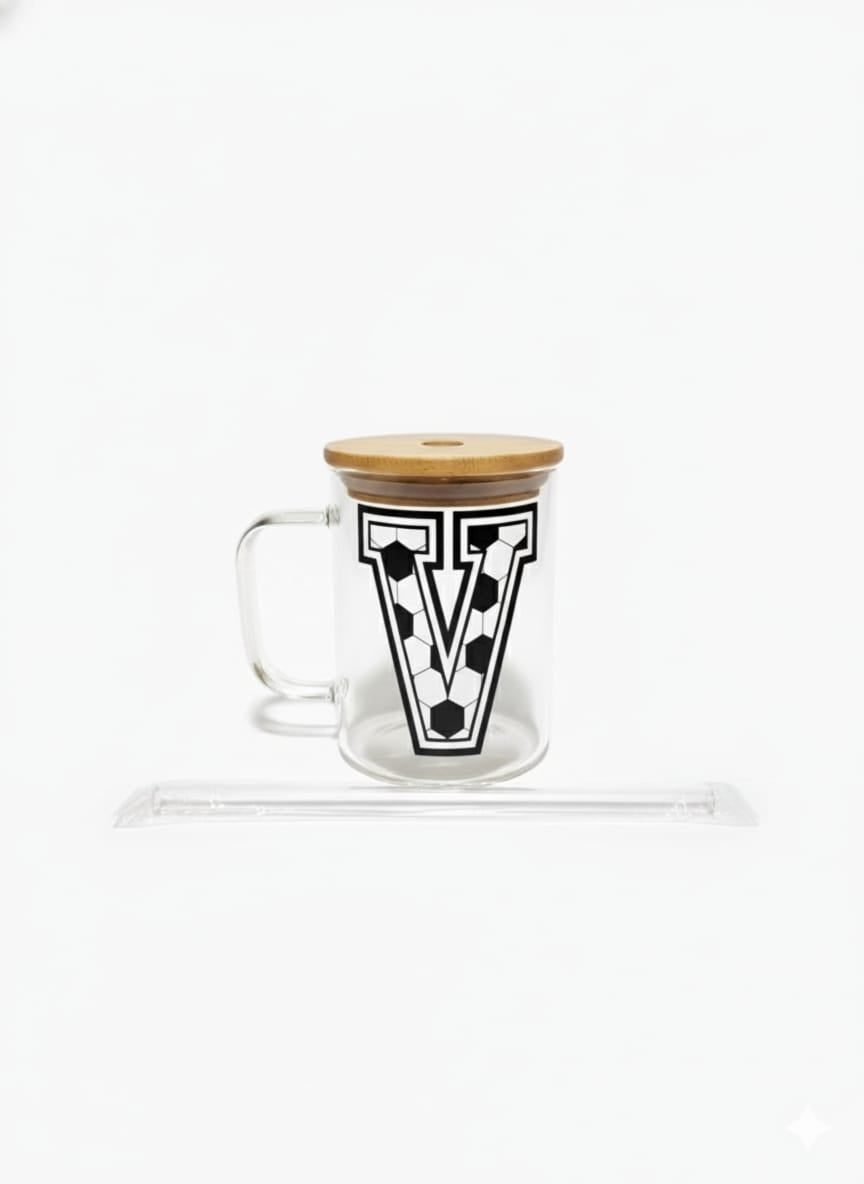 The Modern Glass Tumbler Design with Alphabet Soccer AND Rose