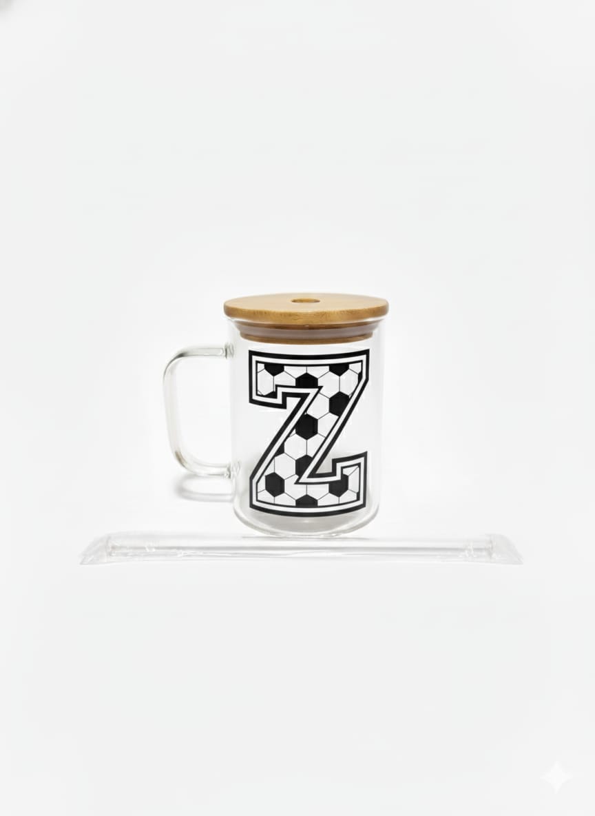 The Modern Glass Tumbler Design with Alphabet Soccer AND Rose