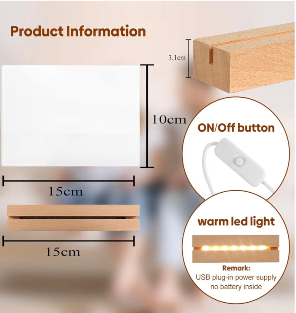 Glass Photo Frame Panel / LED Base